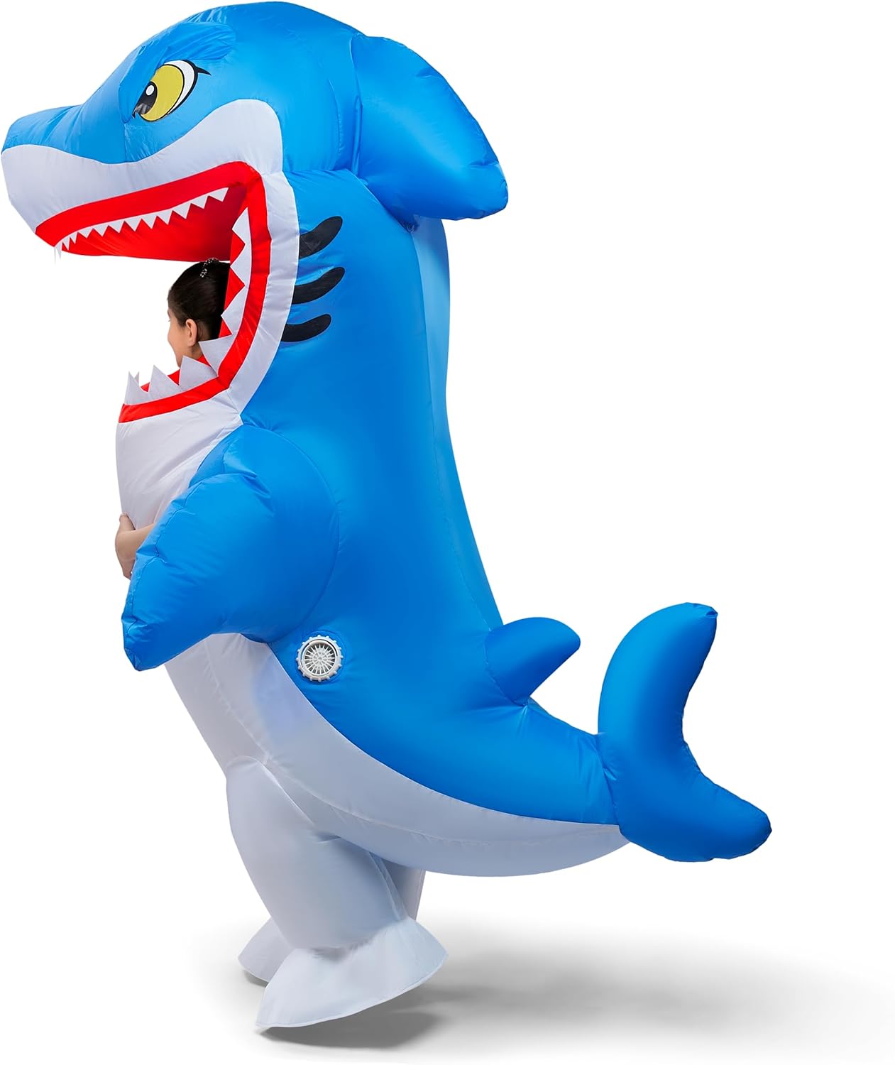 Spooktacular Creations Kids Halloween Inflatable Shark Costume, Blue Shark Air Blow Up Costumes Girls, Full Body Funny Halloween Inflatable Suit for Boys Dress Up Themed Parties - Image 5