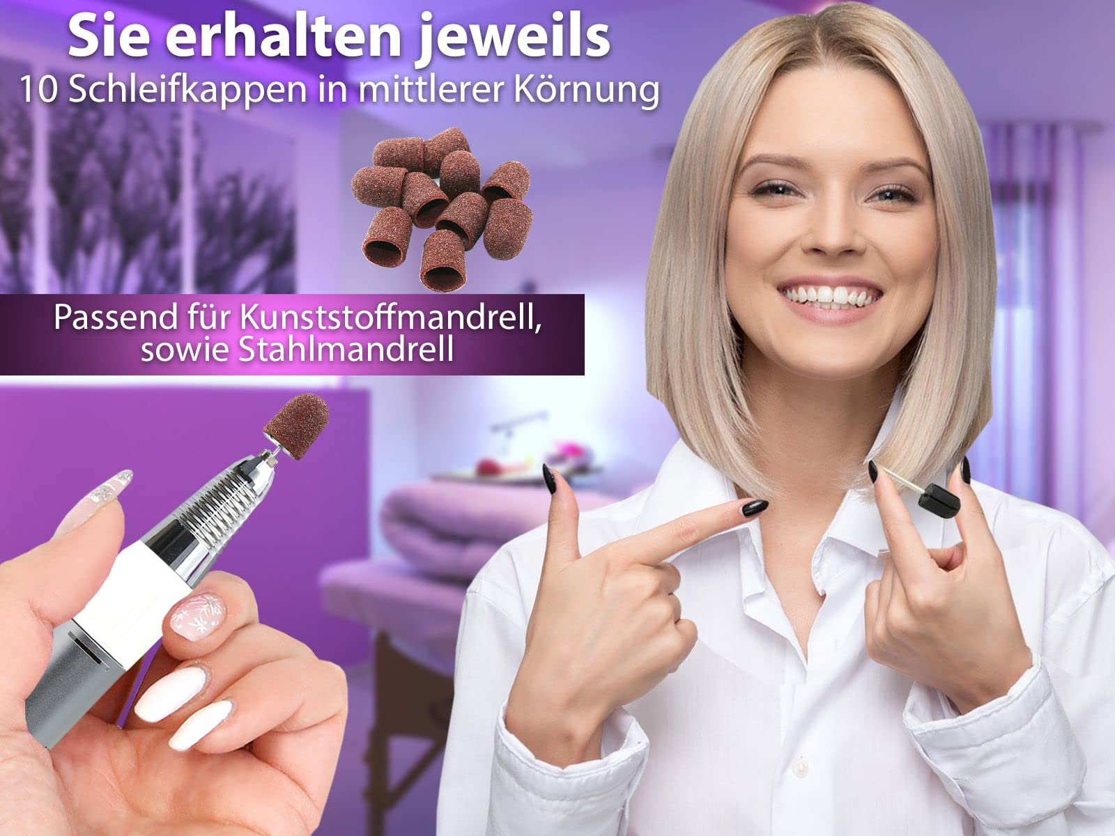 Profi Fußpflegegerät Schleifgerät Pediküre Fräser Elektrischer Nagelfräser | Maniküre Set für die Hornhautentfernung mit Diamantschleifer und Hornhautentferner