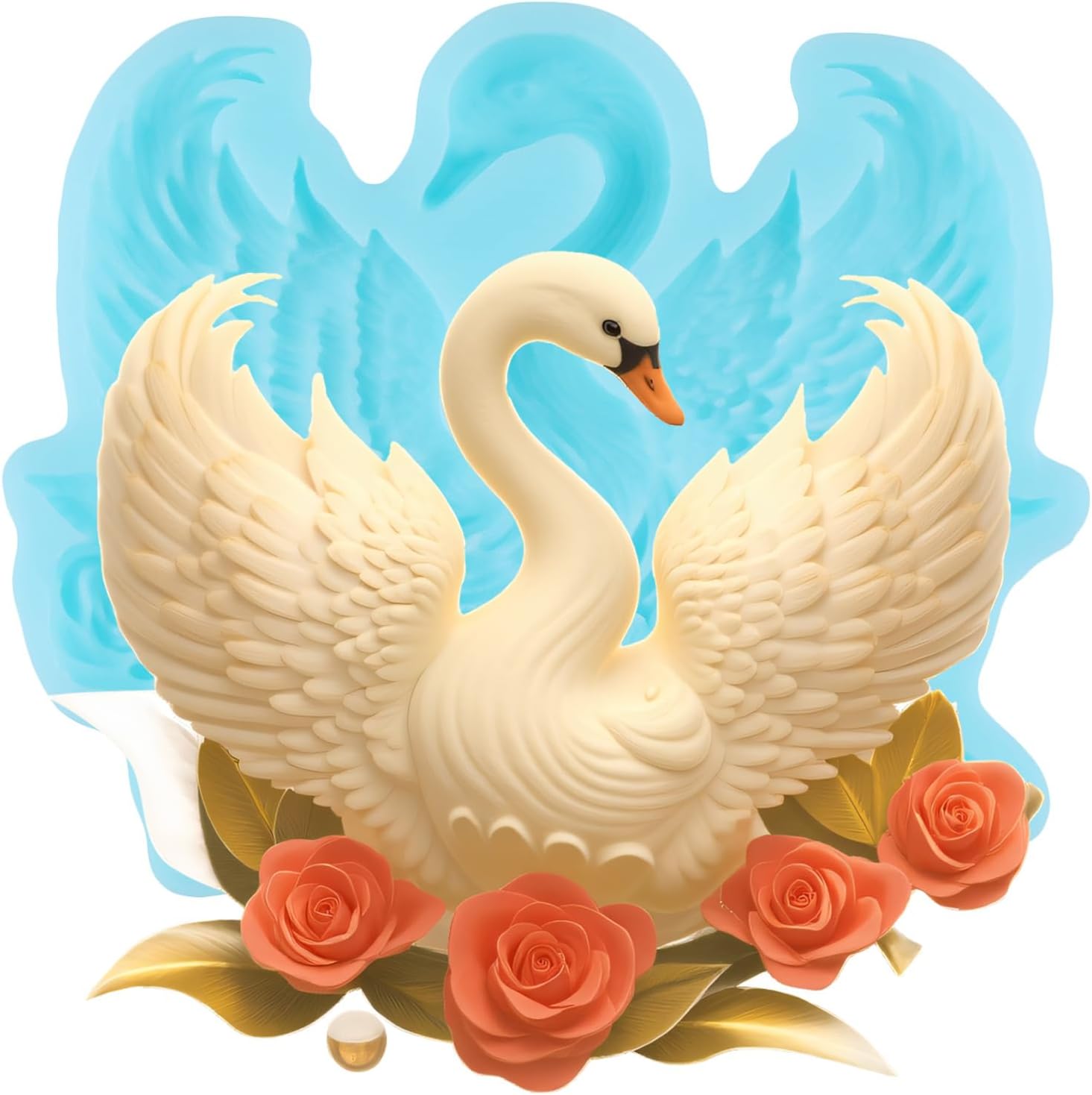 Swan Rose Silicone Molds Swan Fondant Mold for Cake Decorating Cupcake Topper Chocolate Candy Gum Paste Polymer Clay