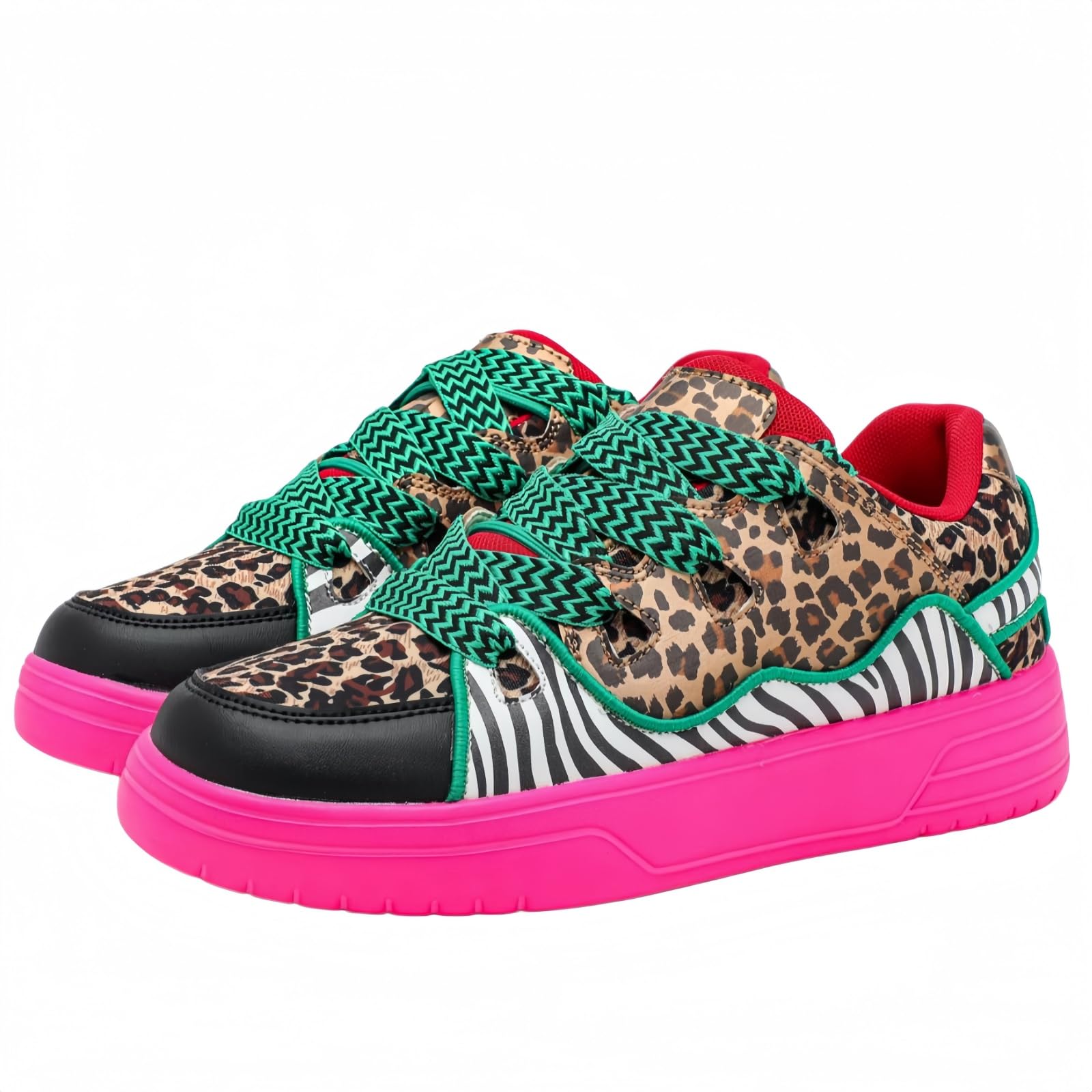 Modne damskie trampki z gwiazdami brokatowe cekiny sznurowane niskie buty tenisowe do biegania buty do chodzenia lekkie antypoślizgowe skórzane buty retro, Szerokie sznurowadła różowe, 40 EU