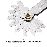 Vista 5 de HARFINGTON Medidor de paso de rosca métrica 0.5-7, herramienta de medición de calibrador de corte de paso, herramienta de medición para medición