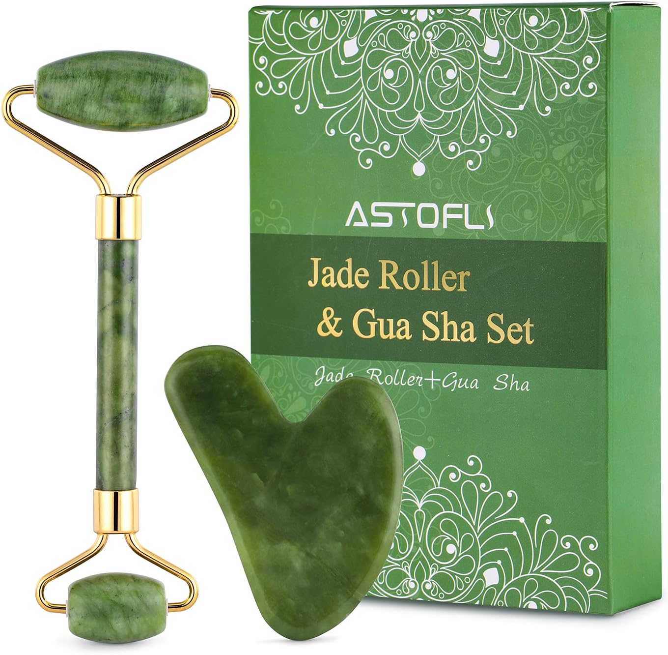 ASTOFLI Face Roller & Gua Sha Tools, Beauty Guasha Stone Facial Skin