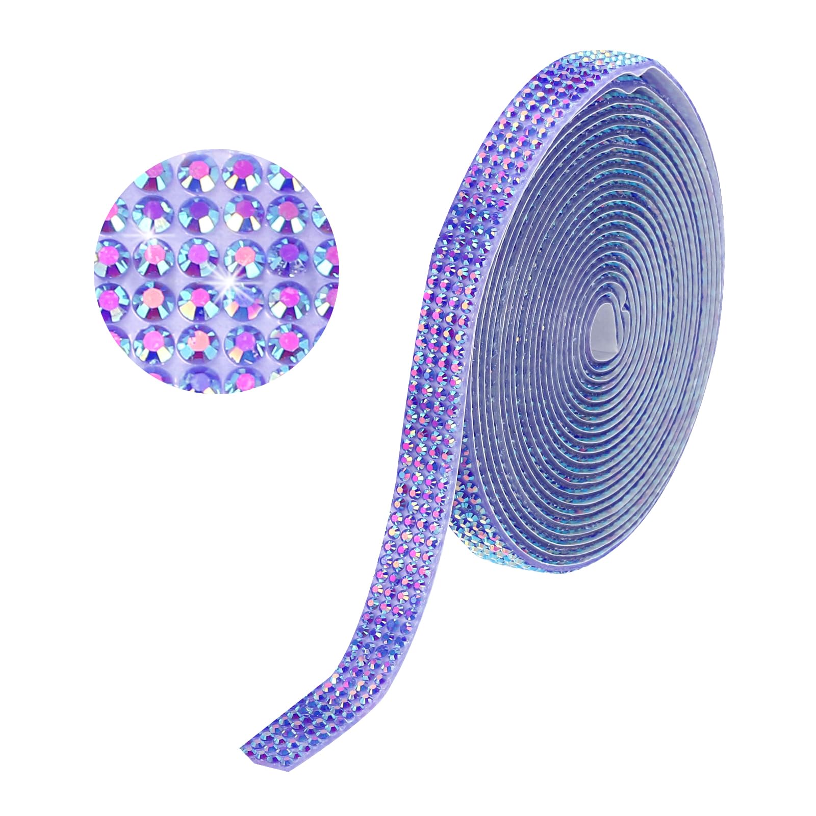 sourcing map Rhinestone Strips,3 Yard 8mm Adhesive Rhinestone Ribbon Bling Rhinestone Tape for for DIY Crafts, Party Car Phone Decorations, Dark Purple AB