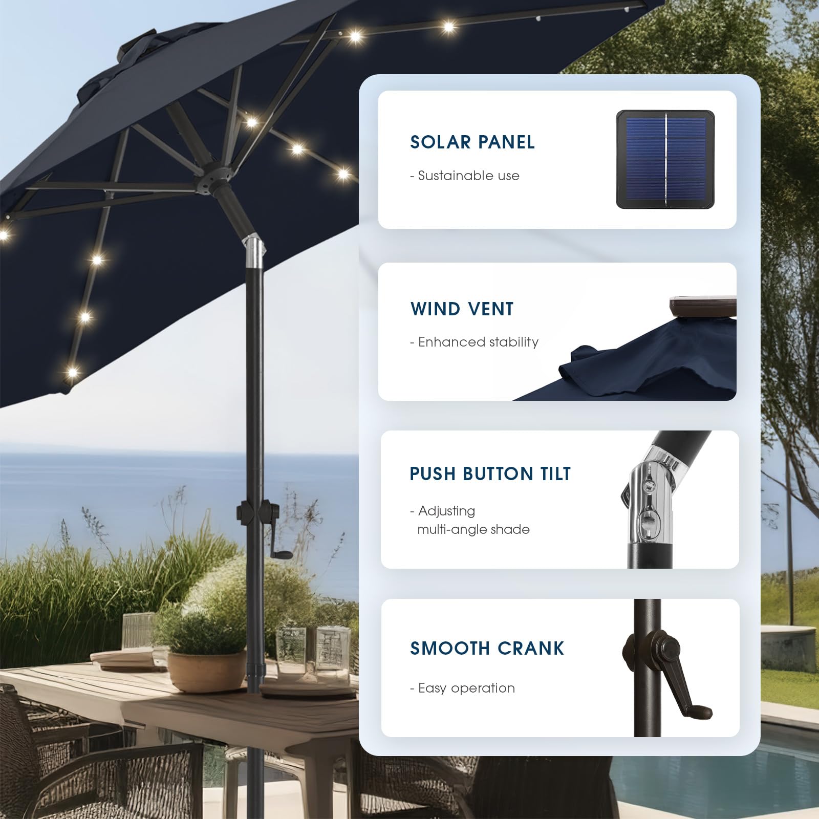 Snapklik.com : Wikiwiki 10ft Solar Led Patio Umbrella, Sturdy Outdoor ...