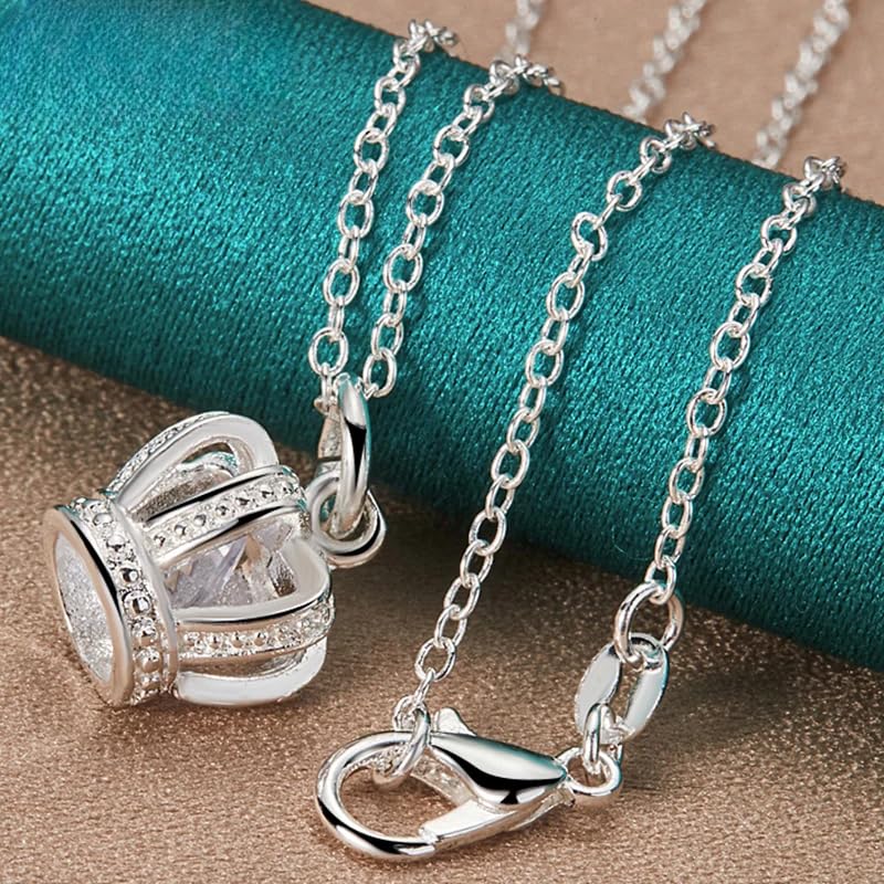 Collier Couronne Argent 925 et Zircon AAA LAMGUL pour Filles et Femmes
