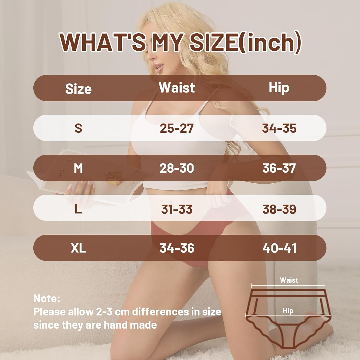 Womens Underwear Seamless No Show Soft Panties Full Coverage Wave Edge Hipster Panties Cheeky Briefs 6 Pack - Image 7