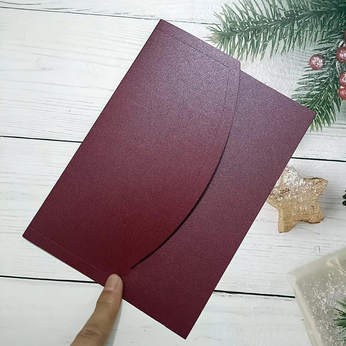 50pc 5X7Inch Arc Thick Paper Wedding Party Invitation Card Cover, No Inner Sheet, No Envelope, No Wax Seal, No Ribbon, No Flower (Begie)