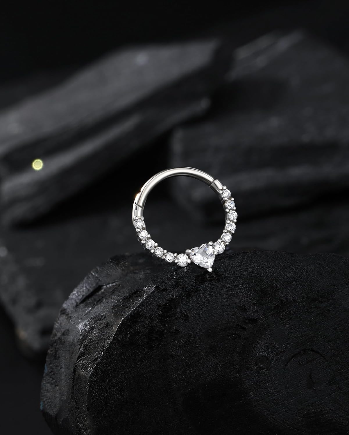 Jewseen 16G Septum Rings Clicker Septum Piercing Jewelry 316L Surgical Steel Heart Helix Daith Piercing Jewelry Daith Earring for Women Men - Image 4