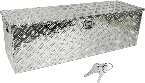 Nawerst Caja de herramientas chapada en aluminio de 48 pulgadas caja de herramientas para camioneta caravana remolque caja de herramientas