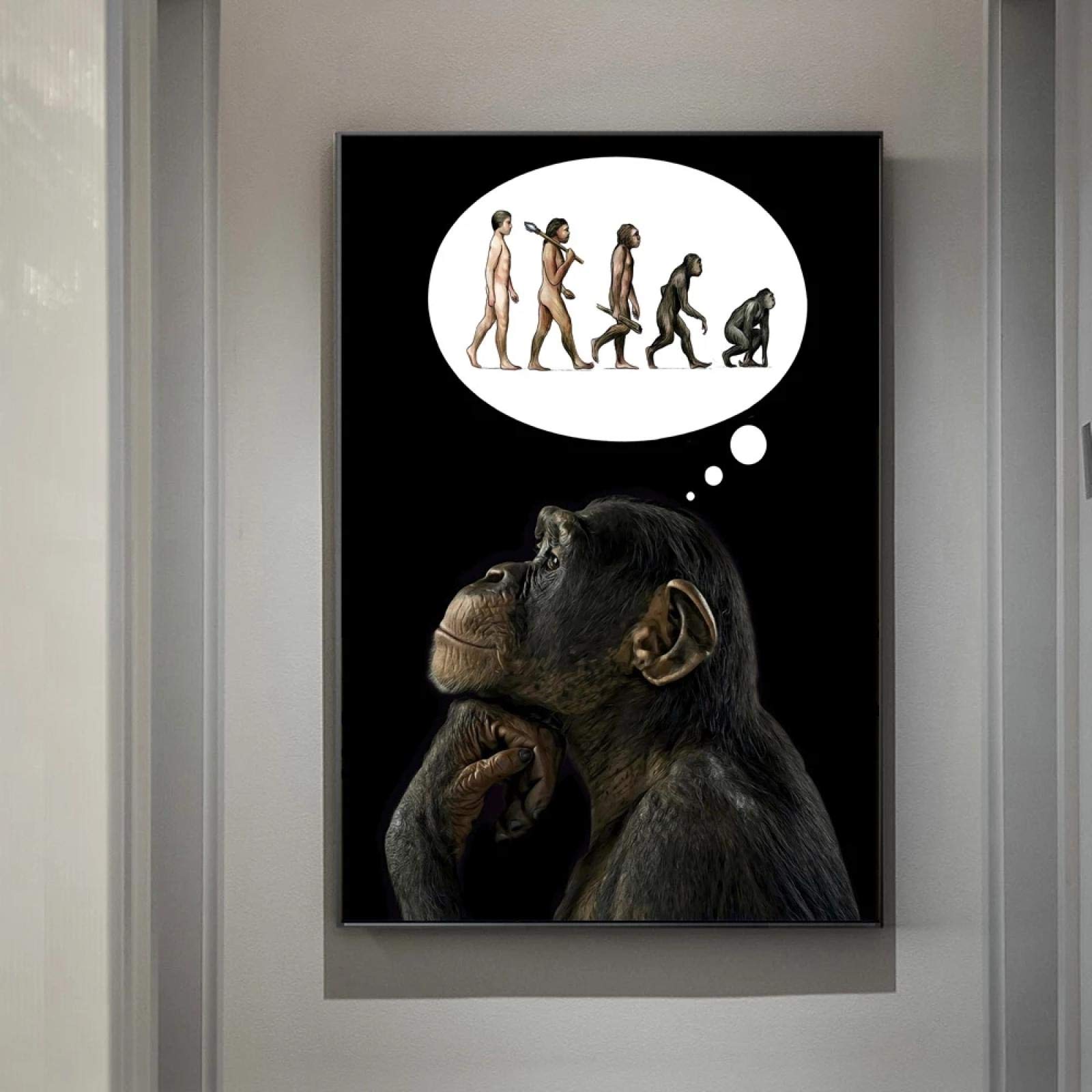 Tableau gorille graffiti évolution humaine pour un décor mural moderne et urbain dans le salon