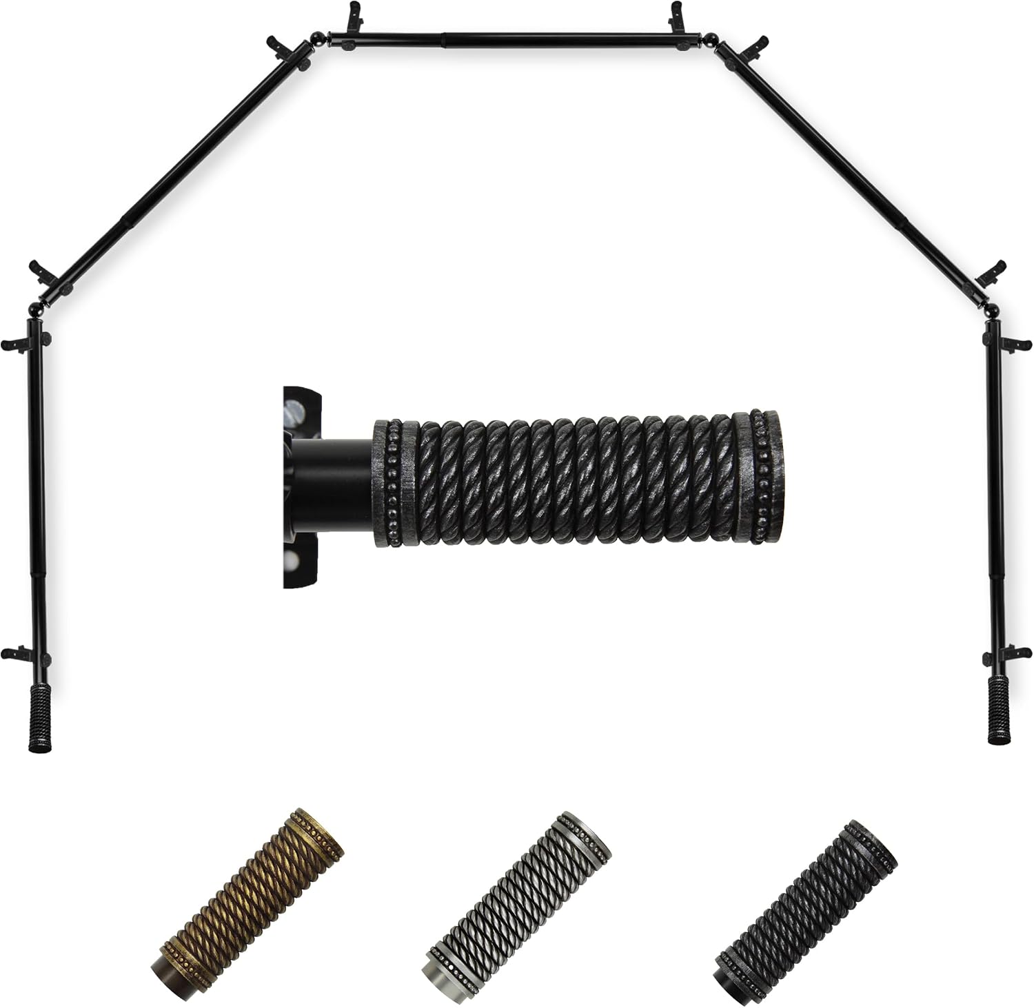 Woven 13/16" 5-Sided Bay Window Curtain Rod 28-48" (Each Side) - Cocoa