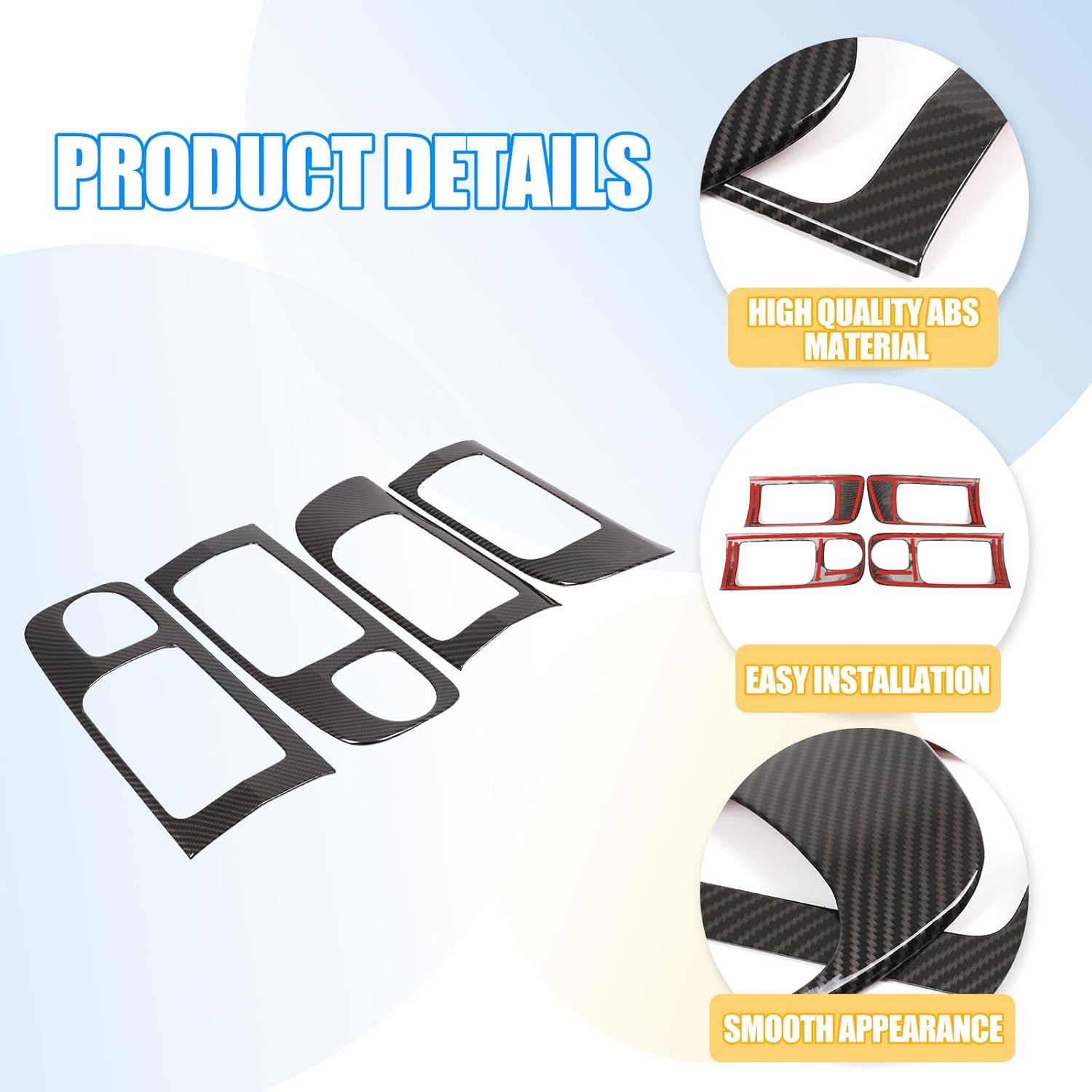 LLKUANG Car Inner Door Handle Frame Panel Cover Trim for Toyota Tundra 2014-2021 Interior Accessories (Not fit Double Cab Model) (Carbon Fiber Pattern, Low Configuration)