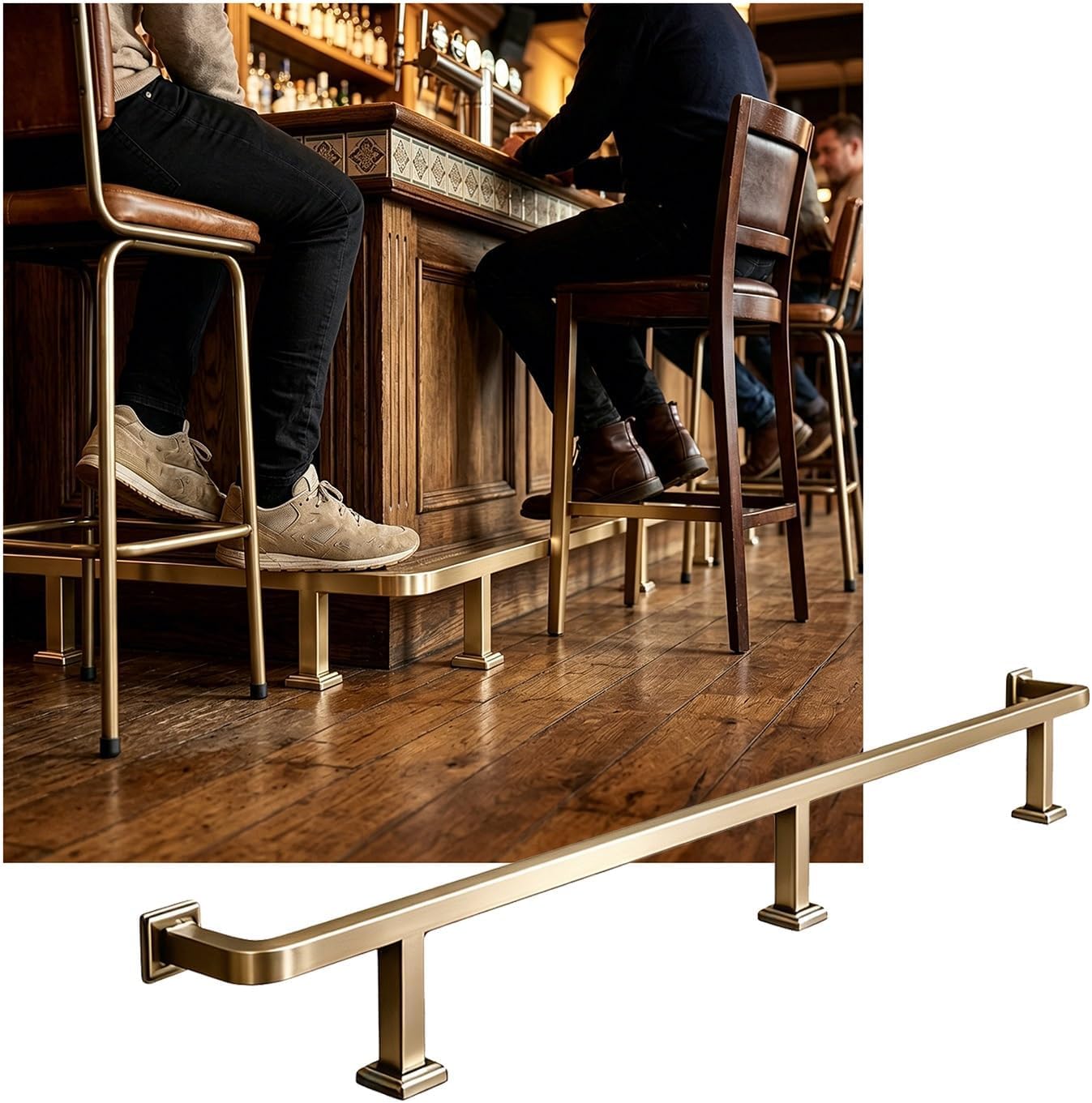 Kanduo Bar Foot Rail Kit Brushed Stainless Steel Bar Foot Rail，Wall Mount Bar Foot Rest Kit for Home & Commercial Bars(Champagne Gold,2.0M/6.56FT)