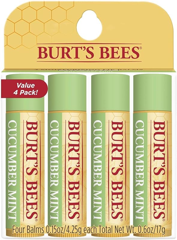Bálsamo labial Burt's Bees Cucumber Mint com cera de abelha, 4 unidades