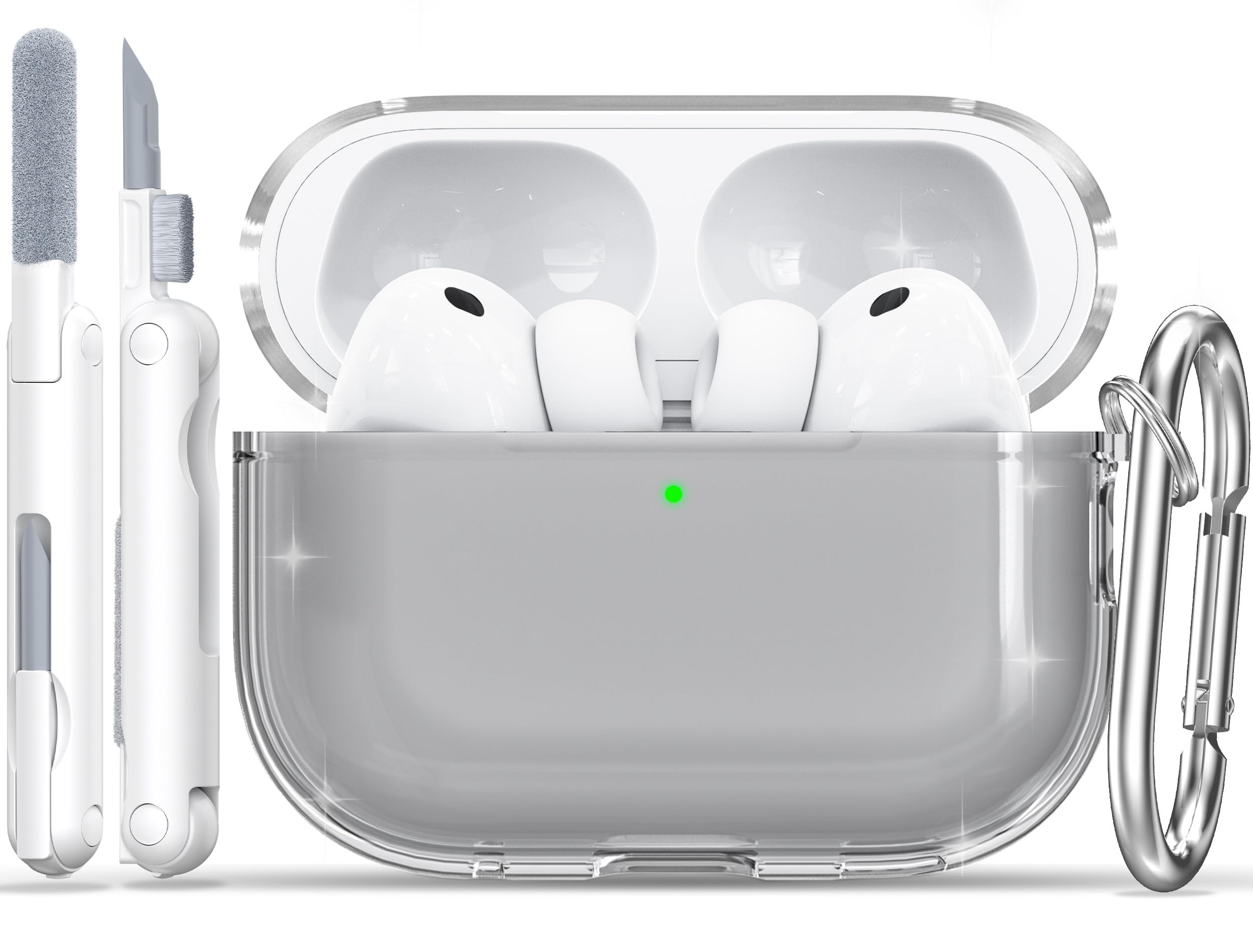 RFUNGUANGO Kompatibel mit Airpods Pro 3. Generation Schutzhülle, Transparent mit Reinigungsset, Weiche TPU Gilt für Airpods pro 3 hülle