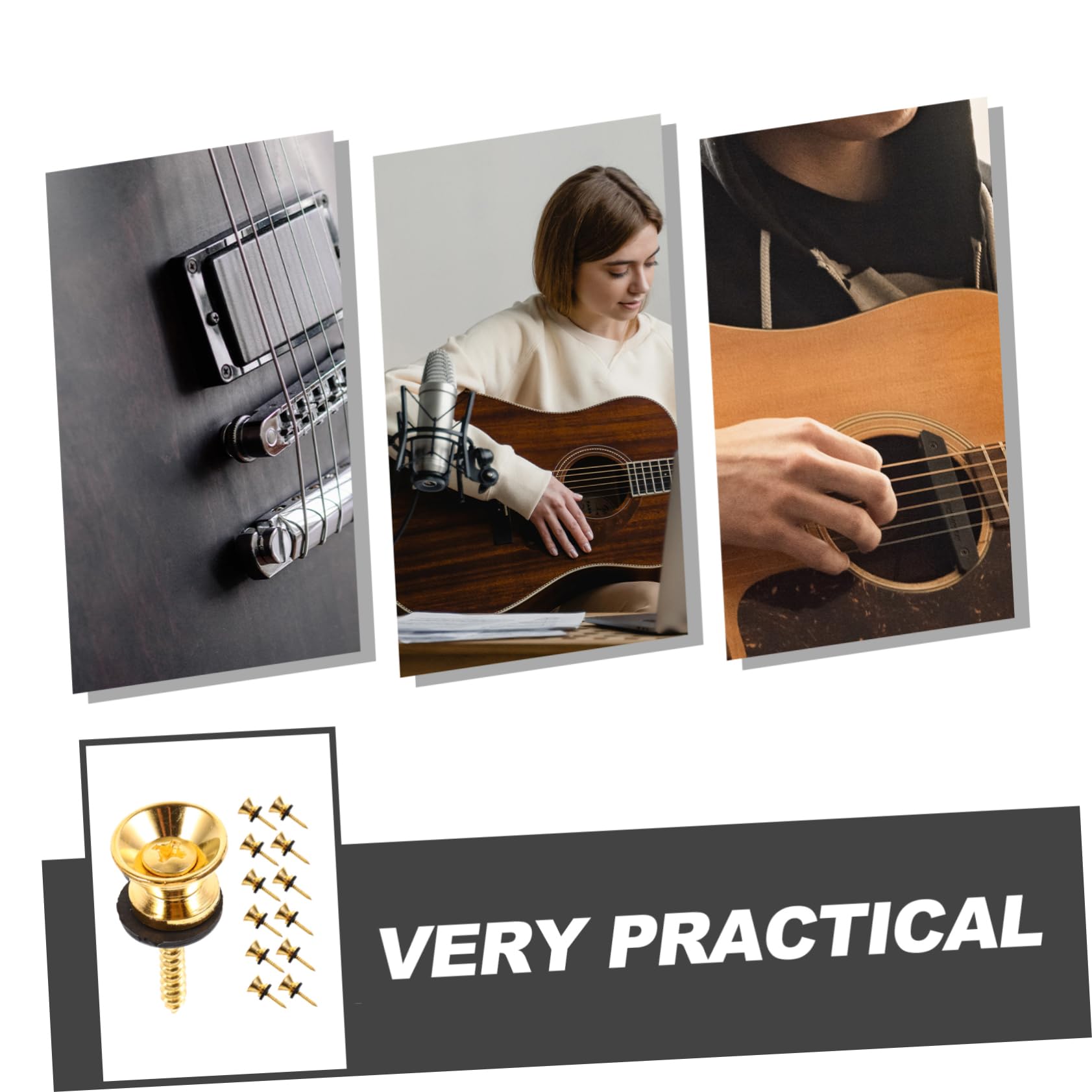 BESPORTBLE 20Sets Ukulele End Pins Metal Tail Pins with Gasket Screws for Acoustic Electric Guitar Bass Durable Tone Securely Lock Straps and Prevent