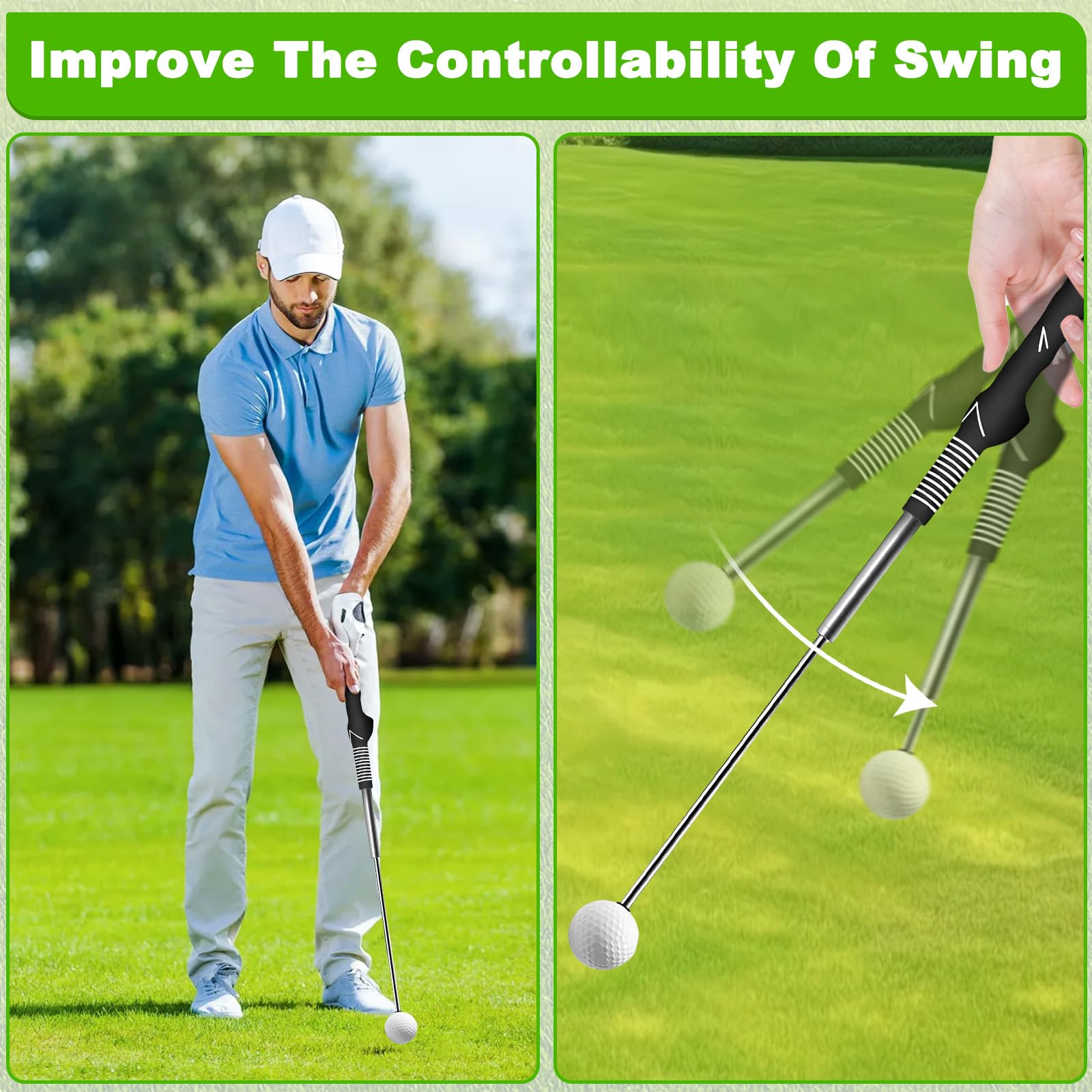 Allenatore Swing Golf Telescopico con Suono Ritmico, Ausilio Allenamento Golfisti Portatile, Allenatori Impugnatura Golf Retrattile, Accessori Formazione Golf Indoor per Battuta Velocità,Forza Pratica