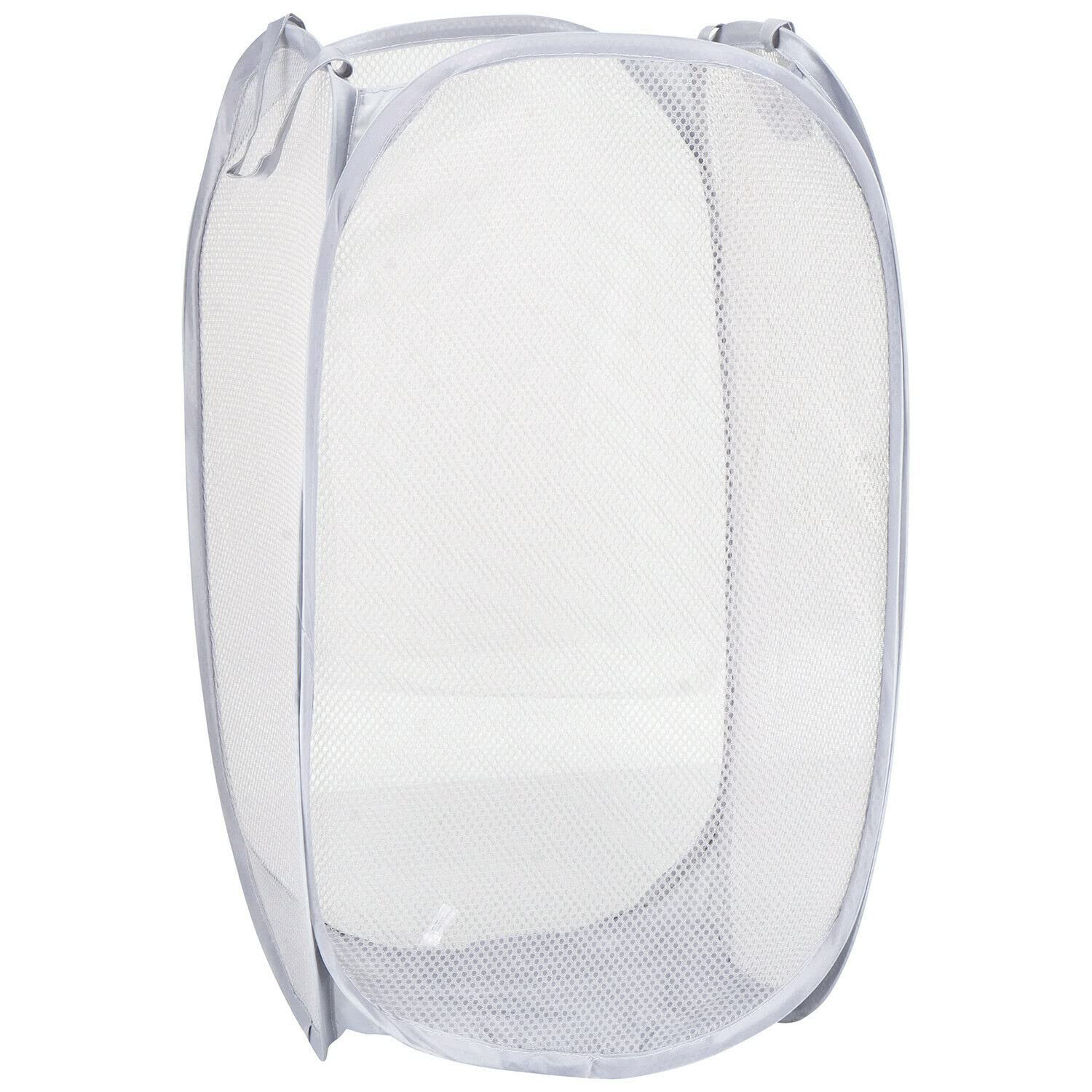 Toysrex White Foldable Pop Up Mesh Washing Laundry Basket Bag Bin Hamper Toy Tidy Storage Organiser Organizer (White)