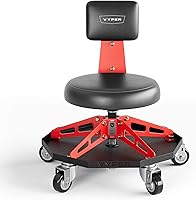 Vista 9 de Vyper - Silla de Taller de Acero Resistente para Mecánicos, Automotriz, Bricolaje - Taburete de Garaje con Capacidad de 300 lb, Respaldo y Ruedas