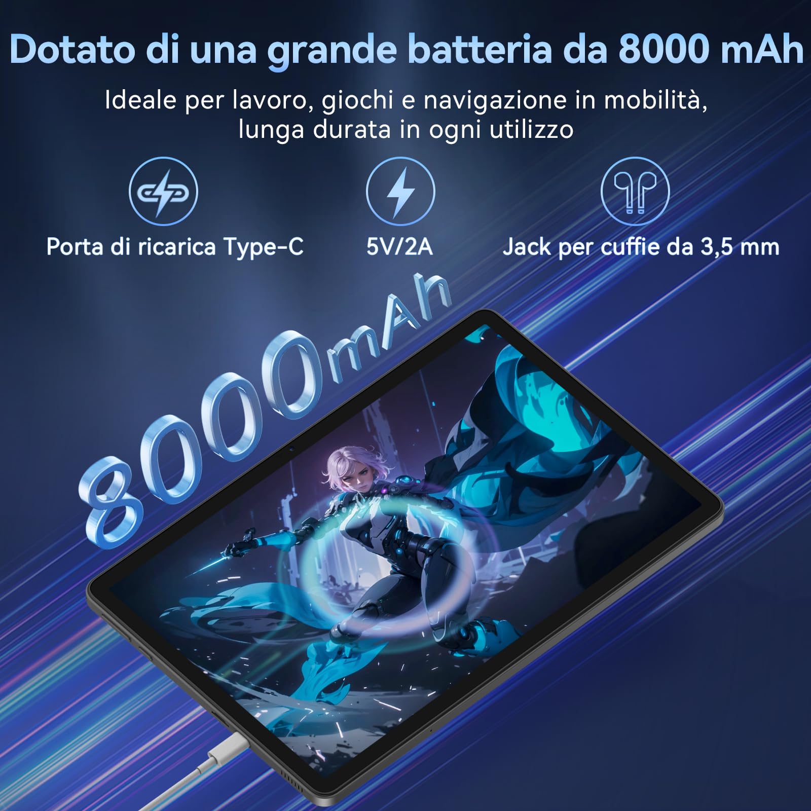 Raemond Tablet 11 pollici Android 16, Tablet Octa-Core, 32 GB RAM + 128 GB ROM (2 TB TF), Display IPS FHD 1920x1200, 8000 mAh, 16 MP + 8 MP, Wi-Fi 5,8 GHz + 2,4 GHz, Widevine L1, BT 5.0, GPS (Grigio)