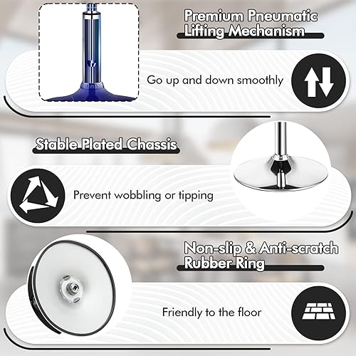 Miniatura 9 de COSTWAY Taburete de bar de altura de mostrador piel sintética copetuda de 20 a 26 pulgadas de alto silla giratoria ajustable con bandeja extraíble