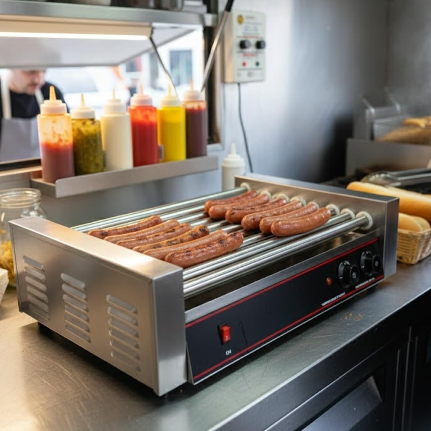 Scaldasalviette Hot-Dog Professionnel - 11 Rotoli - Inox - 1,65 kW - Temperatura fino a 300 °C