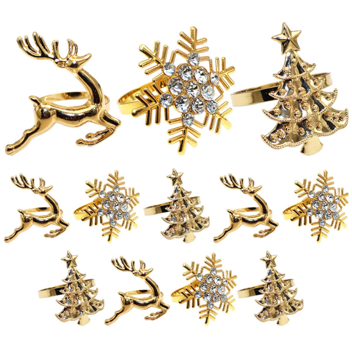 HANABASS 36 Piezas Servilleteros de Metal Dorado Ciervo y Copo, Estilo