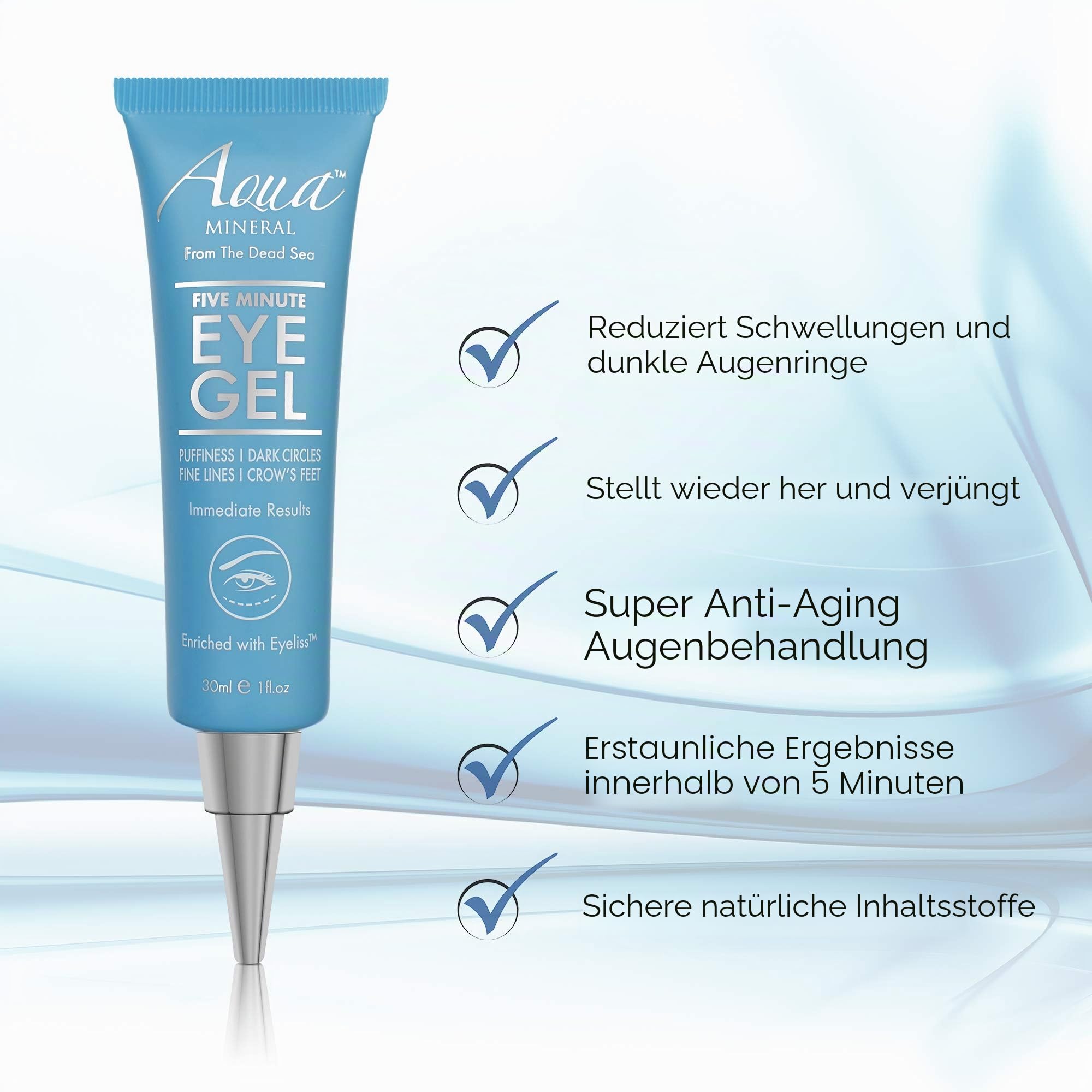 Puffy Eye GEL Instant results – Naturally rapid reduction eye gel, Eliminate Wrinkles, Puffiness and Bags – Hydrating Eye Gel w/Green Tea Extract by Aqua Mineral – 1 oz