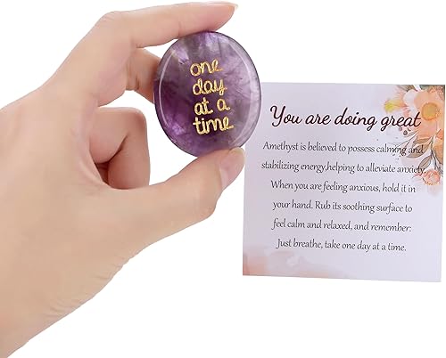 Miniatura 4 de QINJIEJIE Cristales de amatista que piensan en ti, regalos para aliviar la ansiedad, artículos que tienes este día a la vez, inspiradores