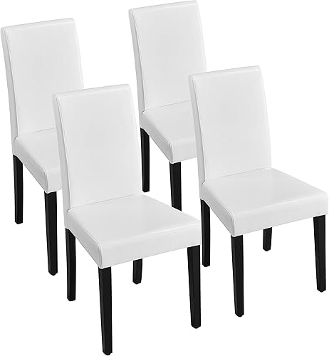 Topeakmart 4 sillas de comedor con respaldo alto acolchado de madera de pino y patas de madera sillas de cocina para restaurantes en el hogar color