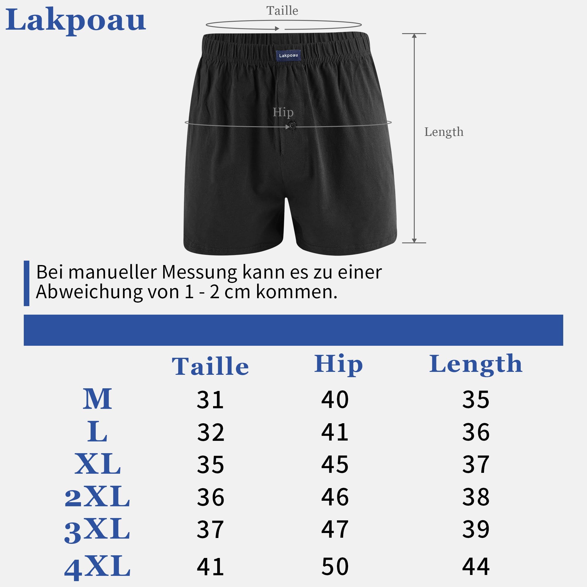 Boxershorts Herren 6er Pack Männer Unterhosen Weiche Lockere Boxer Unterwäsche Baumwolle Atmungsaktive Komfortable mit elastischem Bund Multipack Gr. M-4XL