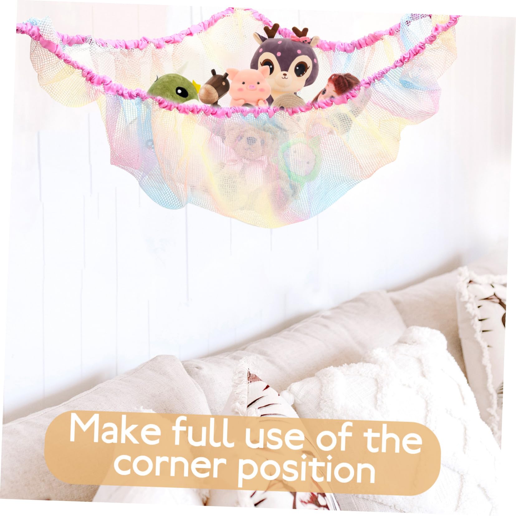 BESTonZON 4stücke Kuscheltier Hängematte Für Großer Spielzeug Organizer Aus Netz Aufbewahrungslösung Für Plüschtiere Im Kinderzimmer Einfach Zu Montieren Farbenfroh