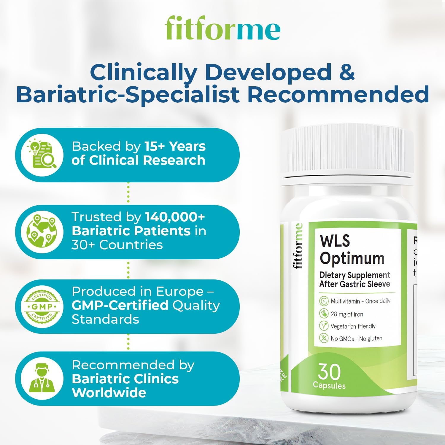 FitForMe Bariatric Multivitamin, Tailored for Gastric Sleeve Surgery – One-a-Day Capsule, 30-Day Supply, Easy-to-Swallow WLS Optimum Capsule, Scientifically Formulated – for Men & Women