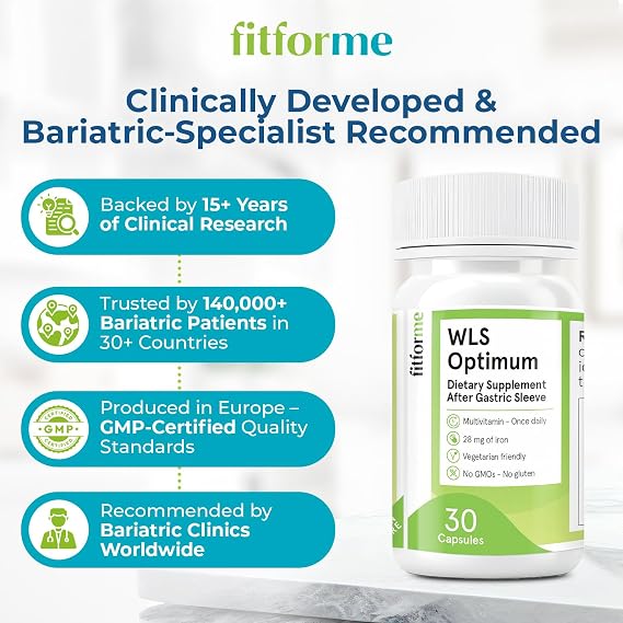 FitForMe Bariatric Multivitamin, Tailored for Gastric Sleeve Surgery One-a-Day Capsule, 3-Month Supply, 90 Count, Easy-to-Swallow WLS Optimum Capsule, Scientifically Formulated for Men & Women