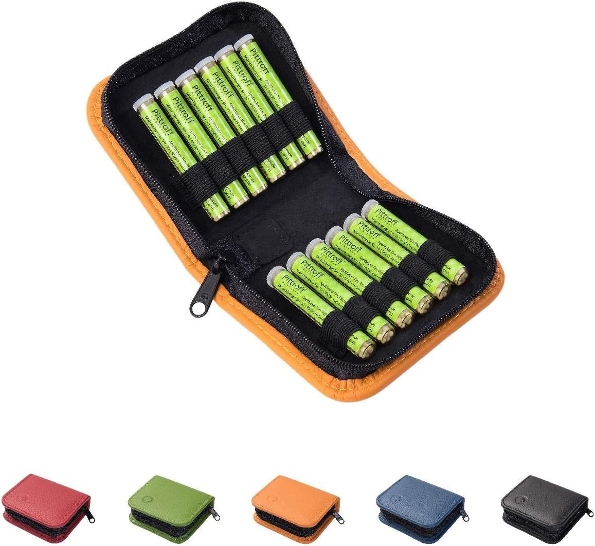 Dr Markus Wiesenauer Homeopathic Pocket Pharmacy Globuli Bag for the Book Quickfinder Homeopathy for Children GU Filled with Globuli Tubes glass Made of Genuine Leather 12
