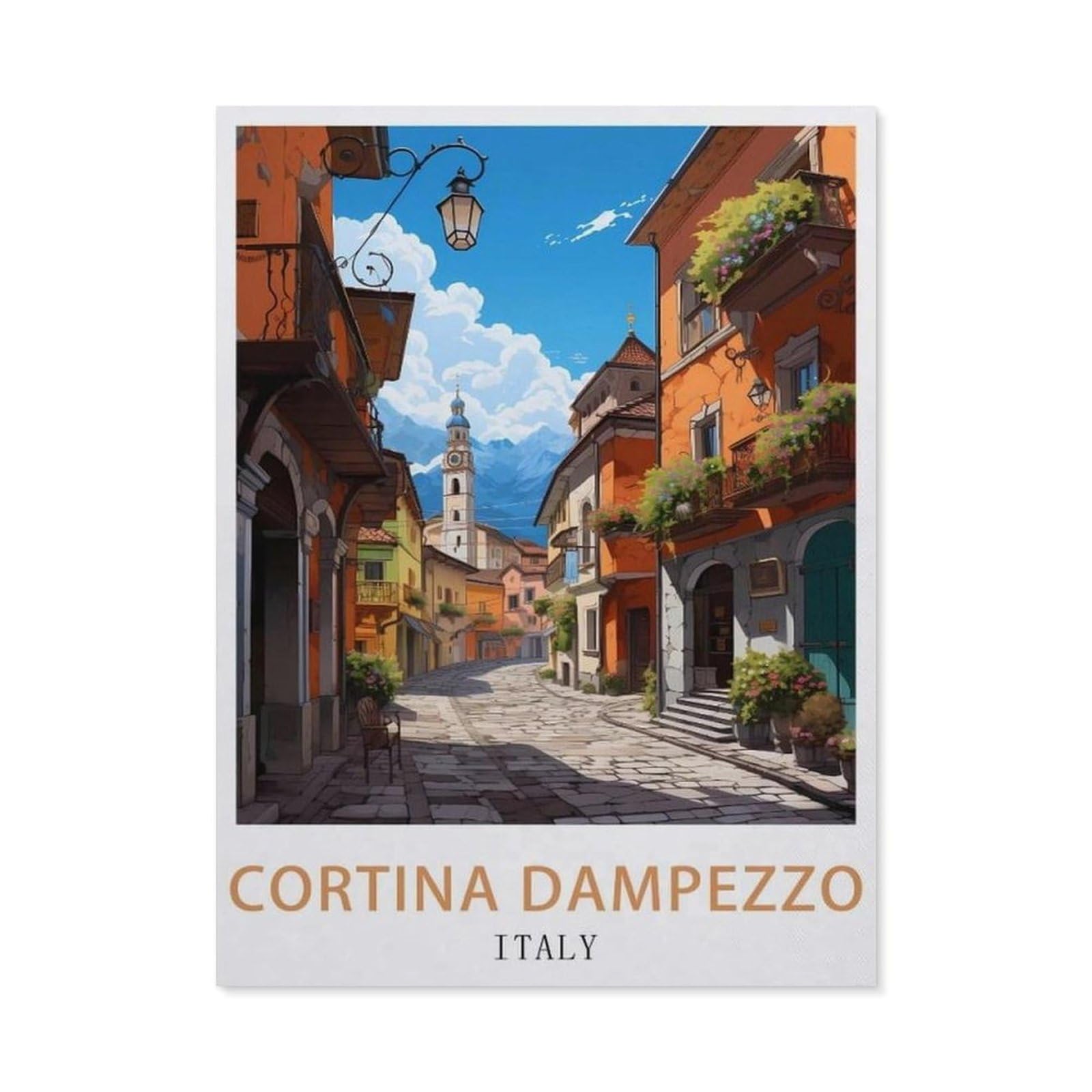Vintage Metal Tin Sign，Cortina D'Ampezzo Italy(15x30cm）