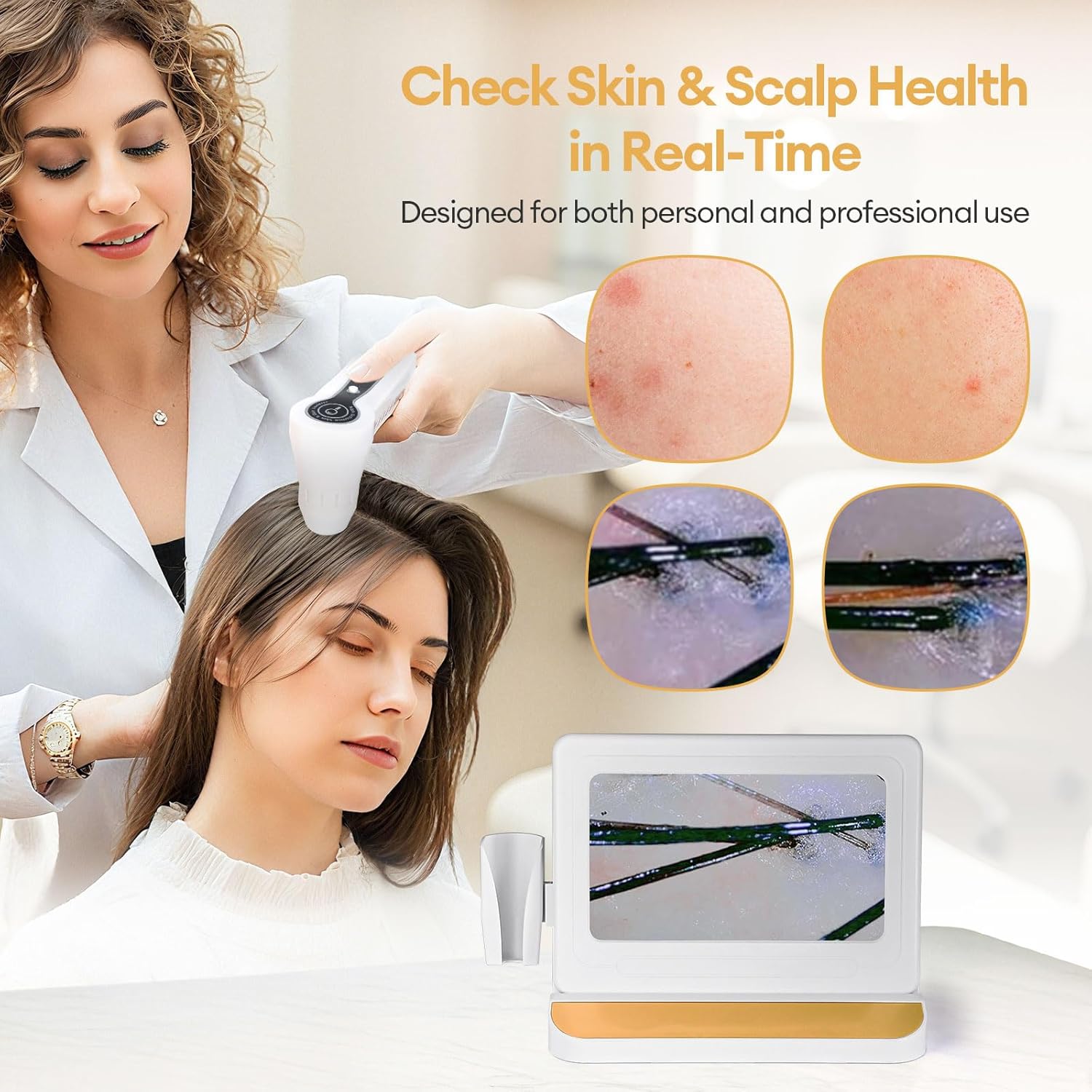 11 Inch HD Scalp Analysis Machine:Professional Scalp Camera with 50x/200x Lenses,Digital Scalp Microscope for Skin and Hair Follicle, Home & Salon Use, No App Needed