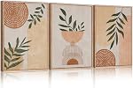 Ausril Grand Résumé Neutre Cadre Toile Wall Art Set,Brown Beige Wall Decor,Minimalist Black Wall Painting,Modern Brosse Stroke Ligne d'Art Imprimé pour le salon,Chambre,Bureau- 16"x24"x3