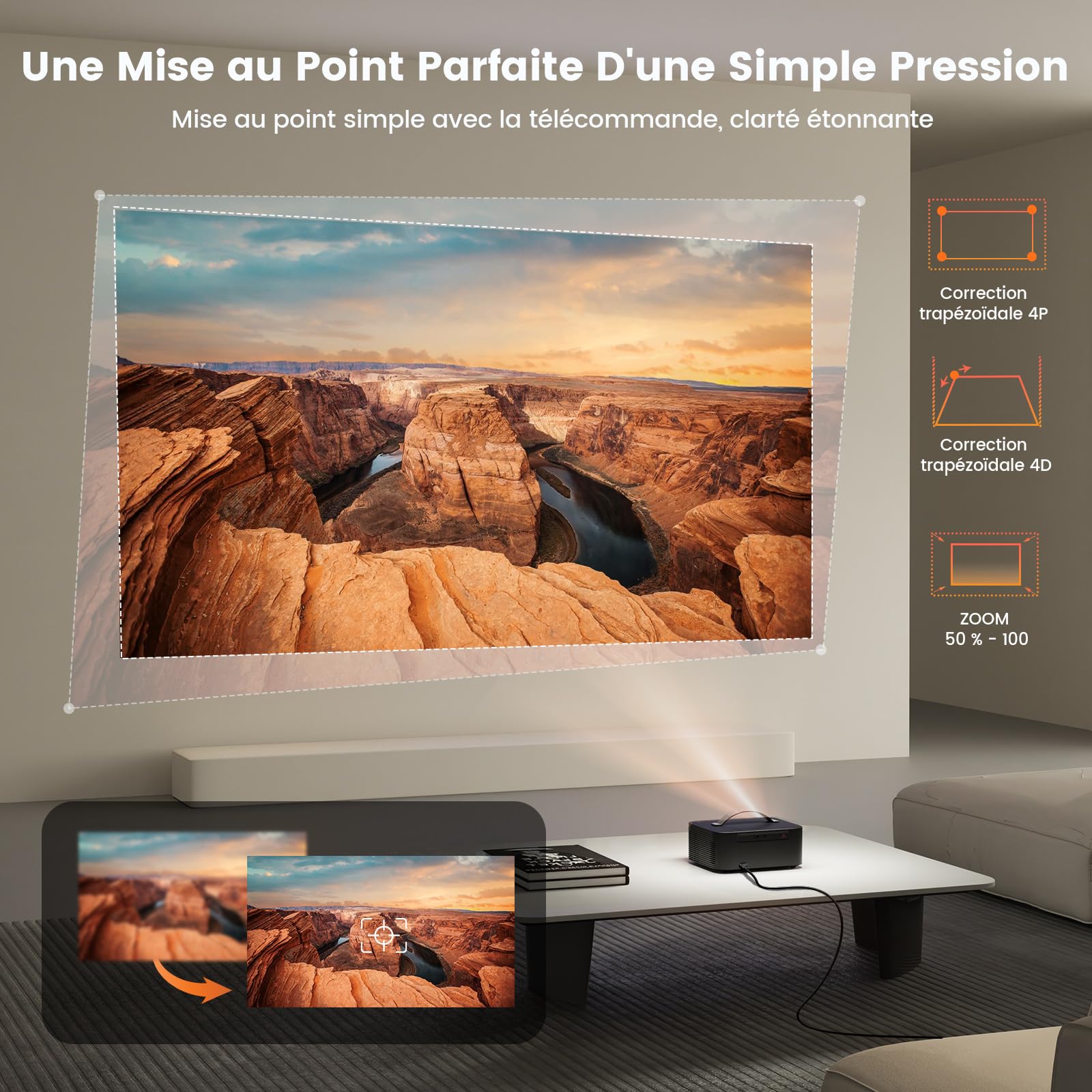 Videoprojecteur-4K Compatible Netflix avec 800+ Apps pour Home Cinéma