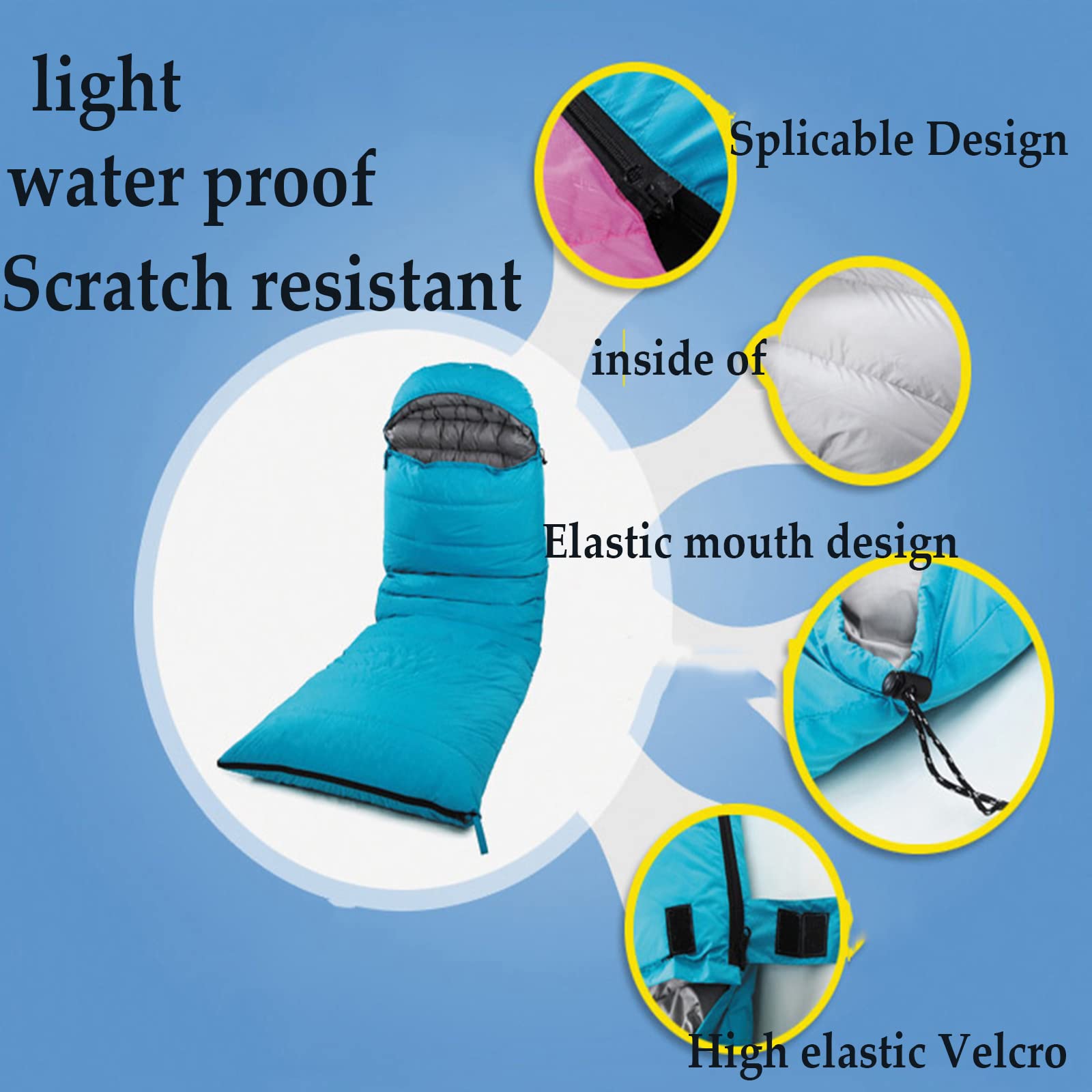 Sacco A Pelo Giuntabile Per Campeggio | Impermeabile E Leggero | Per 1-3 Persone | Con Sacco Compressione - Foto 11