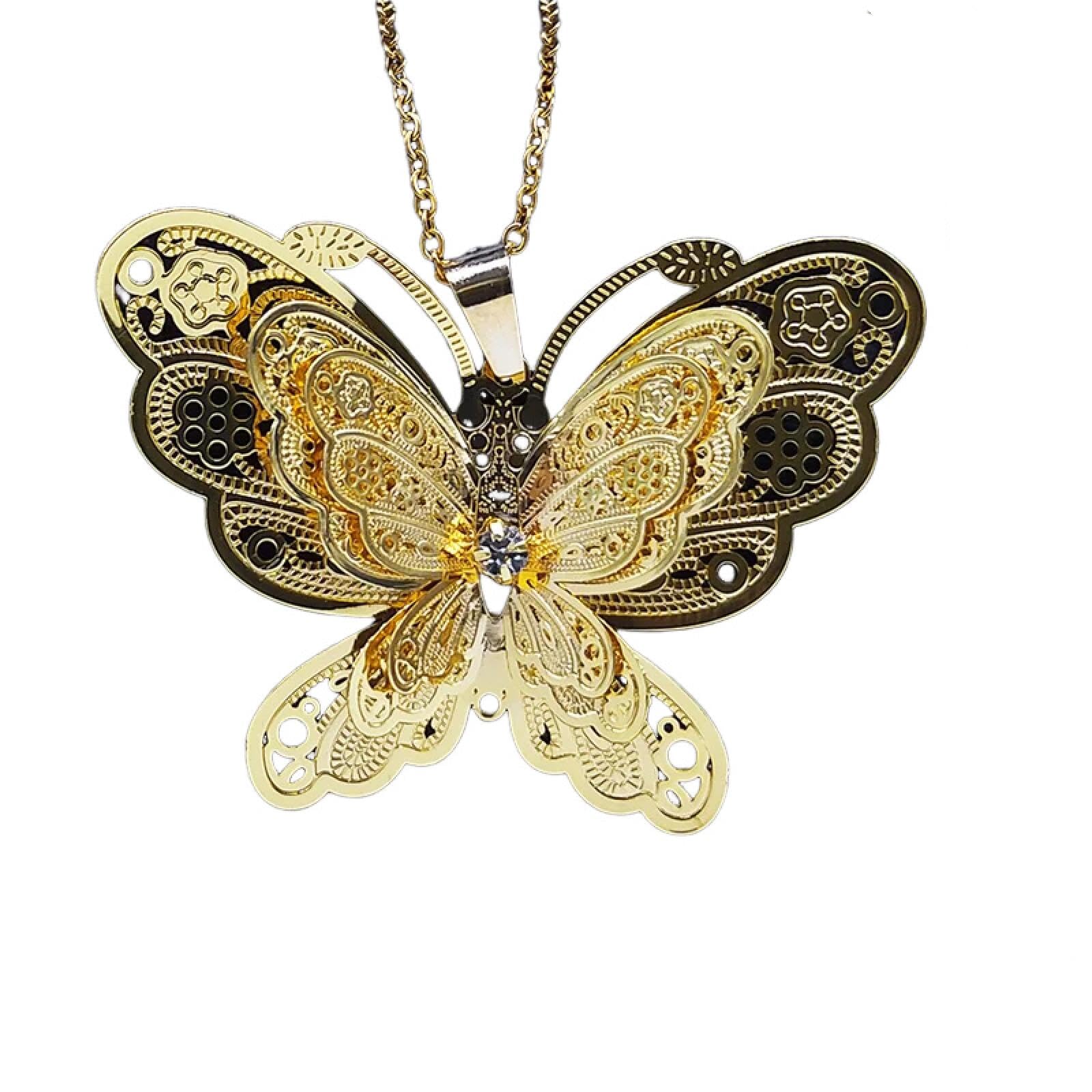 Collier pour homme papillon filigrane 3D en cuivre ciselé