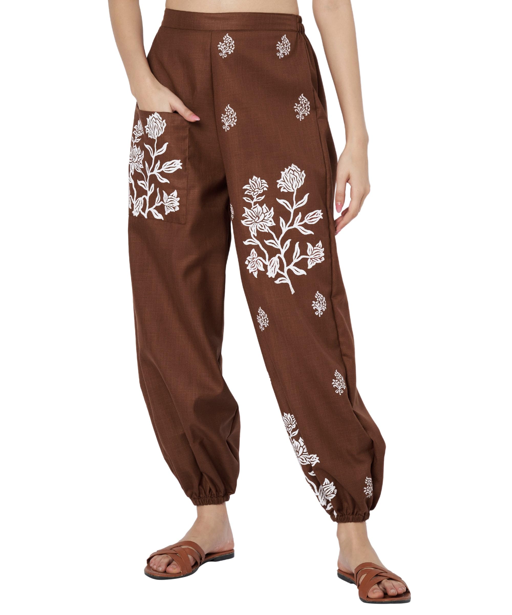 9rasa Women's Cotton Print Pocket Trouser Salwar Jogger Trousers for Casual Evening FusionWear-picture-5