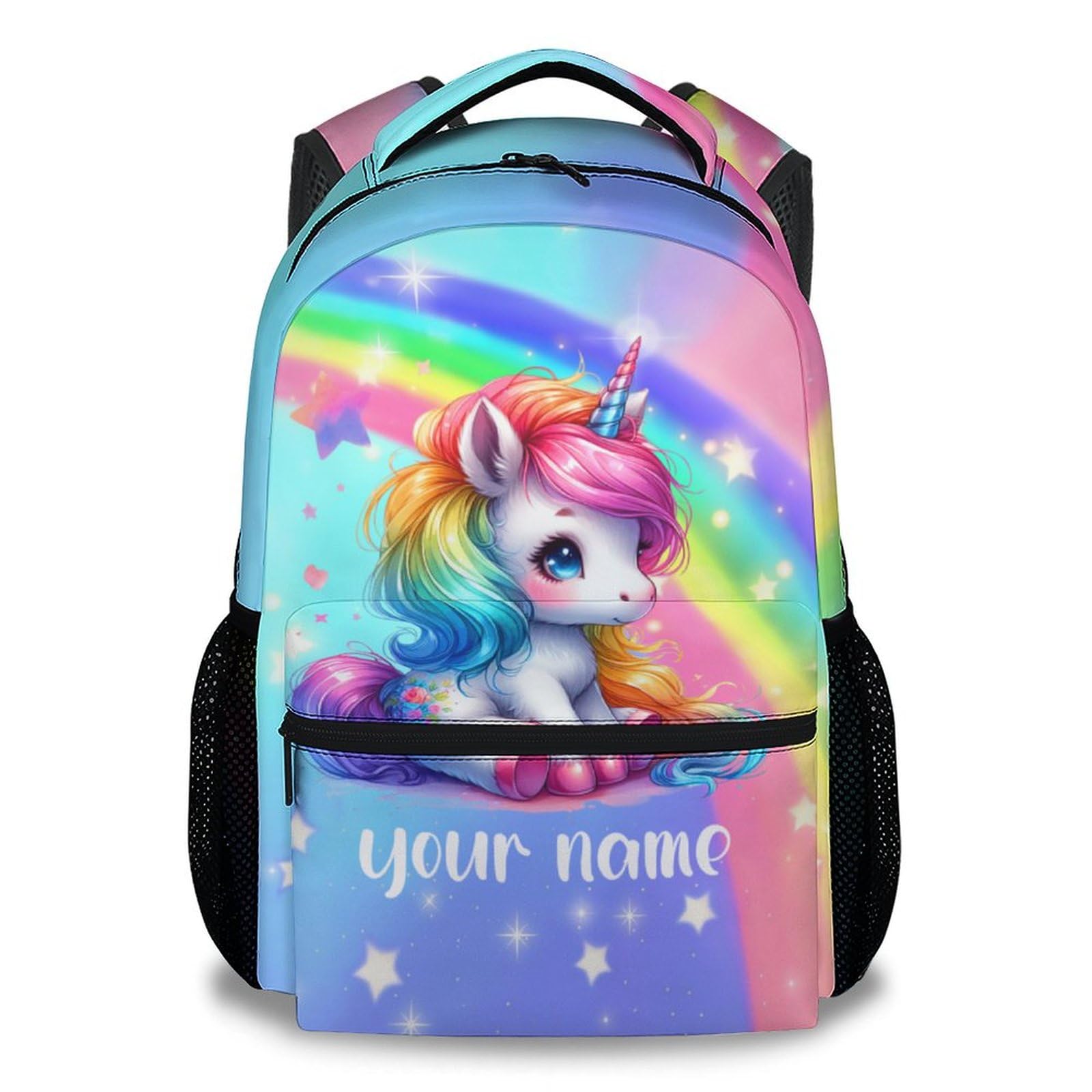 Personalized Girls Unicorn Backpack for School - 17 Inches Colorful Unicorn Backpacks for Kids - Cartoon Custom Animal Themed Bookbag for Elementary