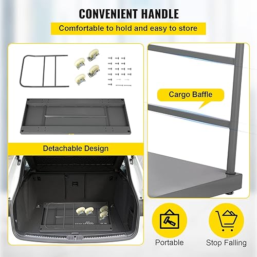Miniatura 7 de VEVOR Camión de plataforma, carrito plano de acero de capacidad de 2000 libras, 47 pulgadas de largo x 24 pulgadas de ancho x 32 pulgadas de alto,