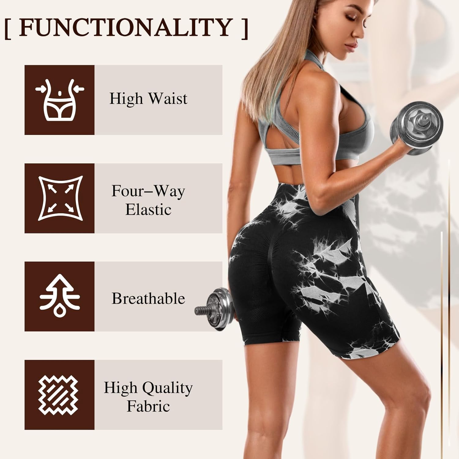 4 Piece Women Workout Shorts Tie Dye High Waist Butt Lifting Shorts Tight Women Workout Gym Yoga Sports Shorts