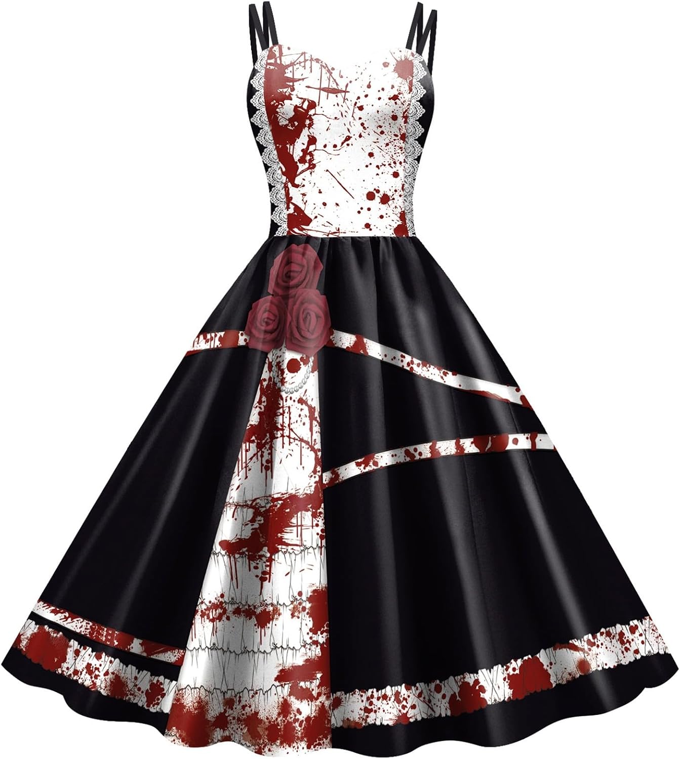 Halloween Kleid Damen - Blutiges Mittelalter Kostüm Mit A-Linie