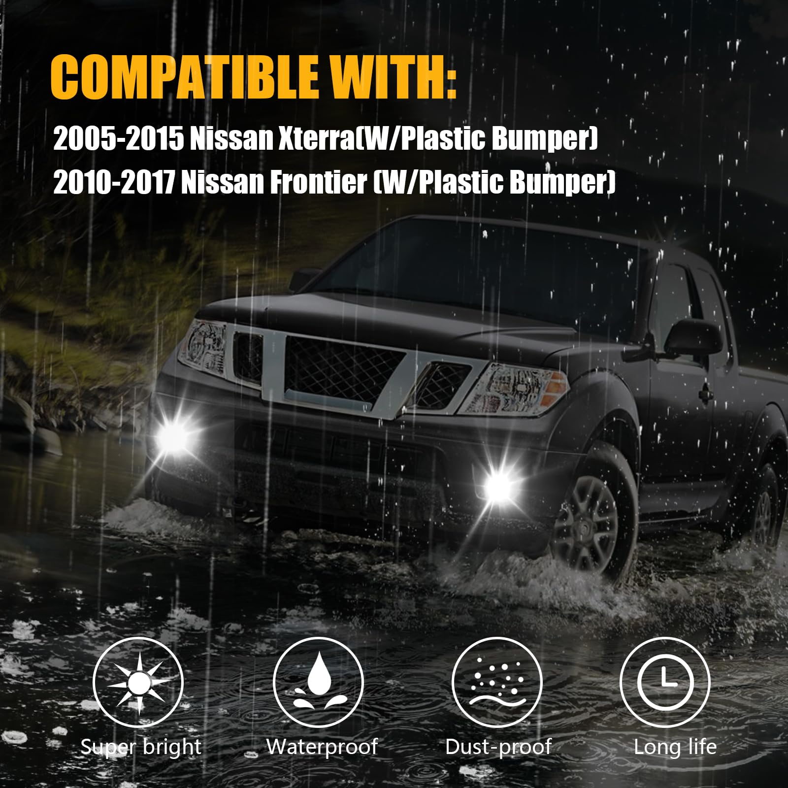 Complete Fog Light Kit For 2010-2019 Nissan Frontier - Halogen Driving Lamps With Wiring & Switch