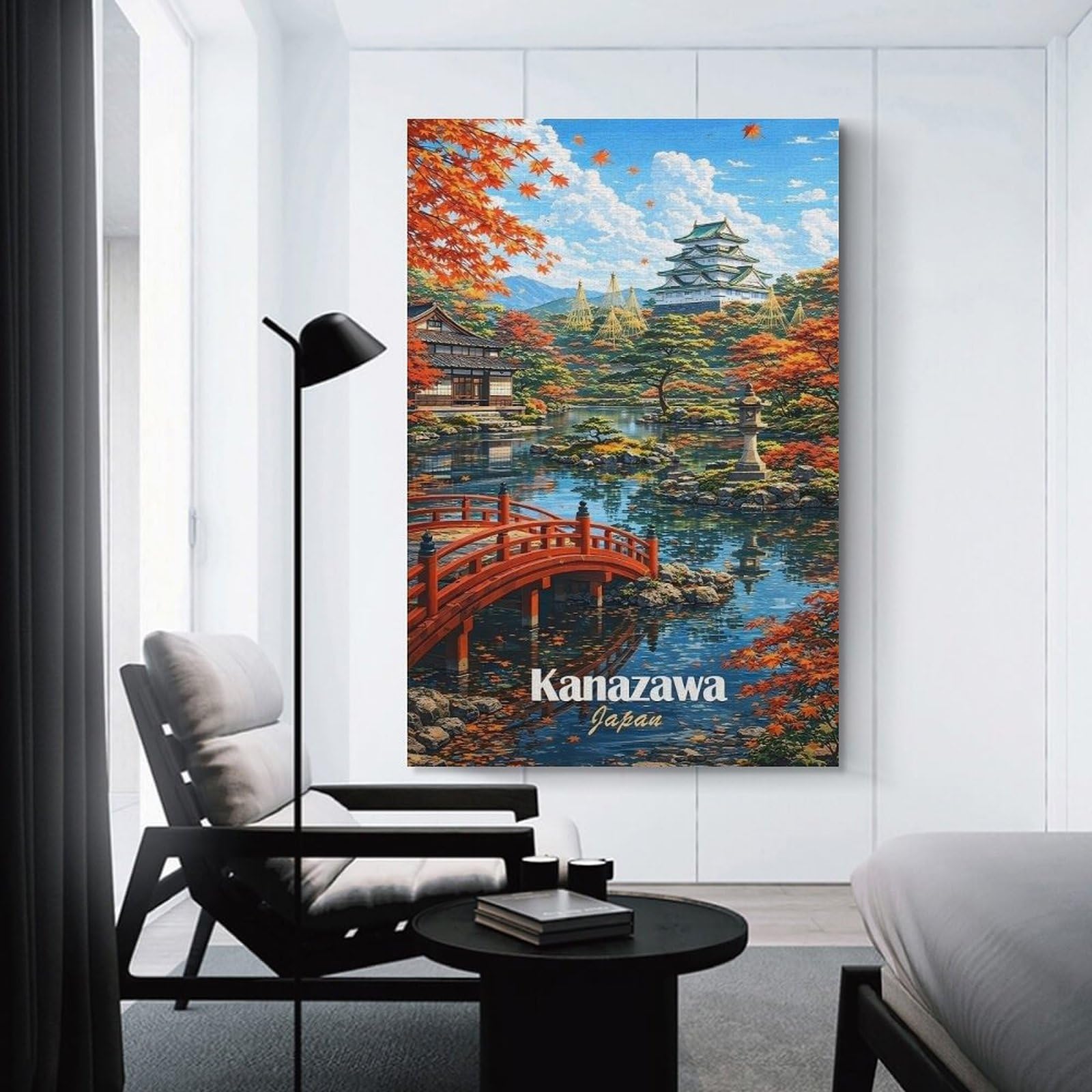 Junmoney Kanazawa Japan Autumn Scenery Room Decor Wall Art, 16x24inch(40x60cm), for Entrance Spaces, Stair Walls Or Halls, A Stylish Accent for Home Entrances