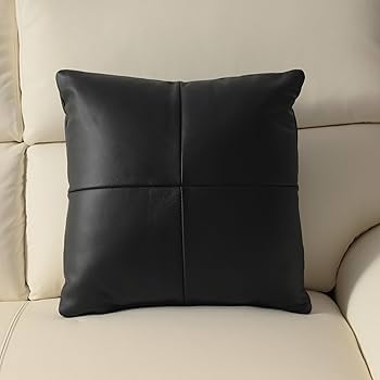 Amazon.co.jp: シュノーヴォ(SHUNOVO) クッション 本革 黒 40x40cm