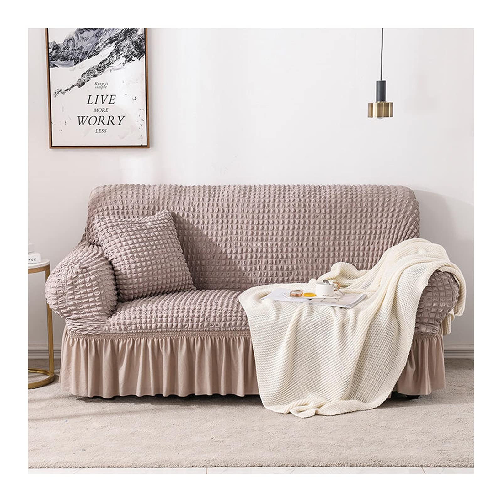 Housse de canapé 2 places rose clair pour un salon chaleureux et cocooning